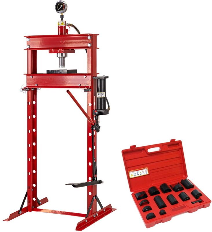 Dema - Werkstattpresse 20 to manuell / Pedal + Treibsatz 14-tlg set Hydraulikpresse