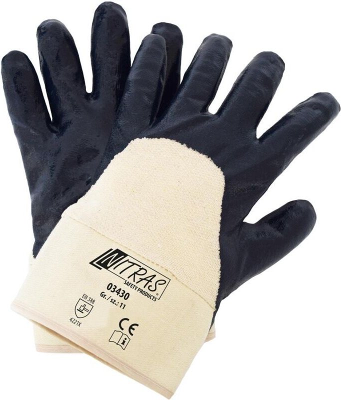 Nitrilhandschuh,blau, Stulpe,teilbeschichtet, Gr.8