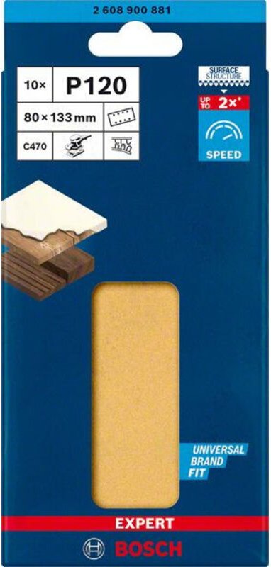 Schleifpapier C470,80x133mm,K120,10x e - 2608900881 - Bosch