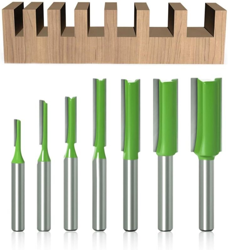 Memkey - 7 Stück gerader Fräser mit 6 mm Schaft, gerader Fräser, für Holz-Wolframkarbid-Holzbearbeitungswerkzeug, gerade...