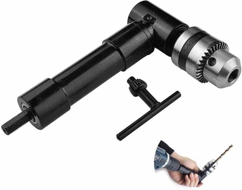 Linghhang - Winkelbohraufsatz, 1500 U/min, 3/8 Zoll, 90-Grad-Aluminiumkopf, Bohrfutterschlüsseladapter, 8-mm-Sechskantsc...