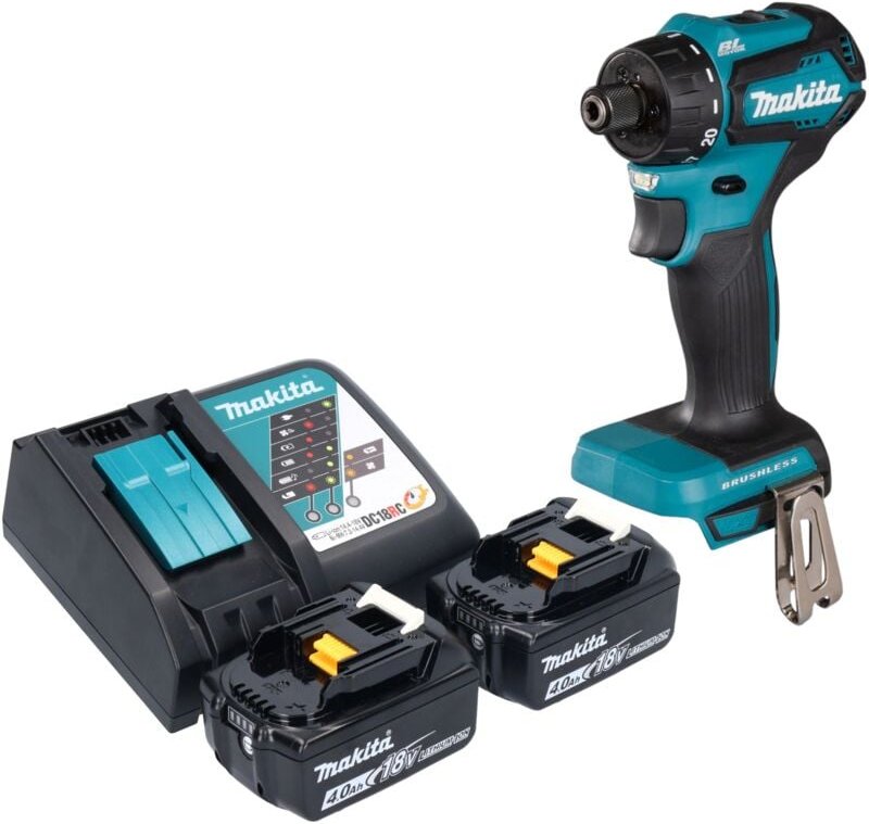 Ddf 083 rm Akku Bohrschrauber 18 v 40 Nm 1/4'' Brushless + 2x Akku 4,0 Ah + Ladegerät - Makita