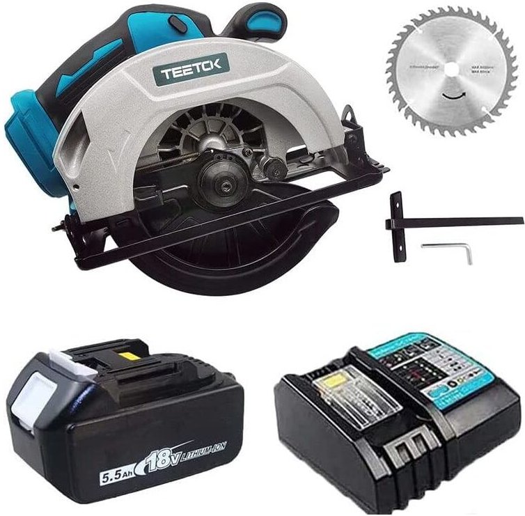 18V Akku-Kreissäge, bürstenlose elektrische Kreissäge mit 165mm Klinge, kompatibel mit Makita Akku, zum Schneiden von Ho...