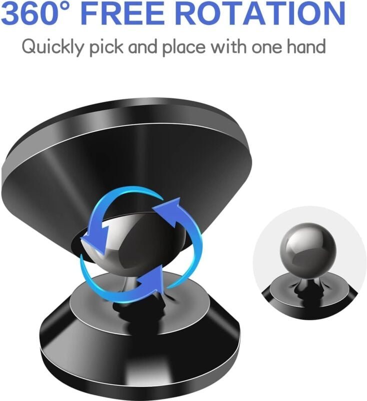 Magnetische Autohalterung für Mobiltelefone und Navigationssysteme, Saugnapf, Universalklebeband – Schwarz, 2 Stück