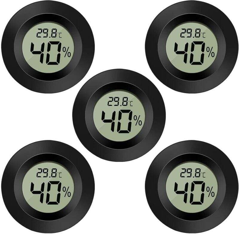 5er-Pack digitales LCD-Hygrometer-Thermometer, Temperaturanzeige für Luftbefeuchter, Luftentfeuchter, Gewächshaus, Kelle...