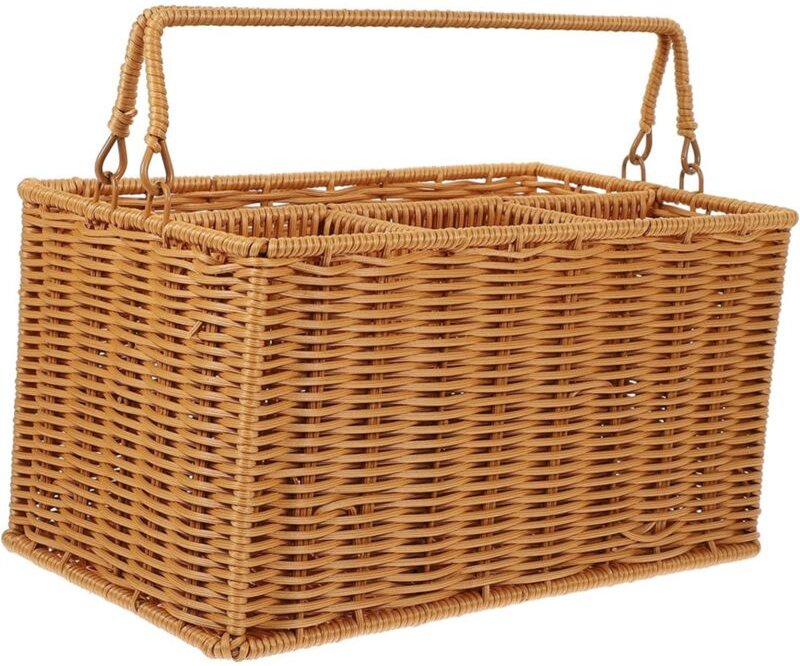 Tlily - Geflochtener Besteck-Aufbewahrungskorb für Outdoor-Besteck, Cadd-Y Utensilien-Organizer, Besteck-Organizer, Best...
