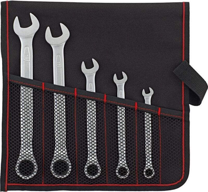 Ratschenschlüssel-Satz 5-teilig, 8-19mm in Rolltasche - Format