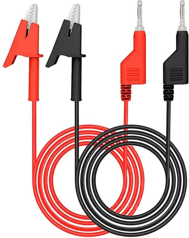 Dolaso - 2-teiliger Test, stapelbarer 4-mm-Bananenstecker auf Krokodilklemmen, flexibler Kabeldraht (1 m/3,3 Fuß) für el...