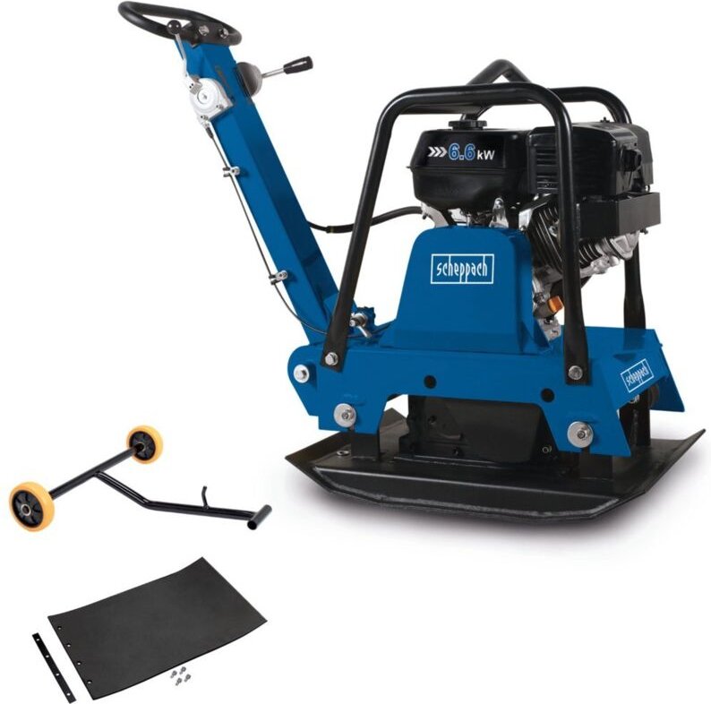 Rüttelplatte HP3000S scheppach - 9PS 161kg 30500N inkl. Fahrvorrichtung & Gummiplatte