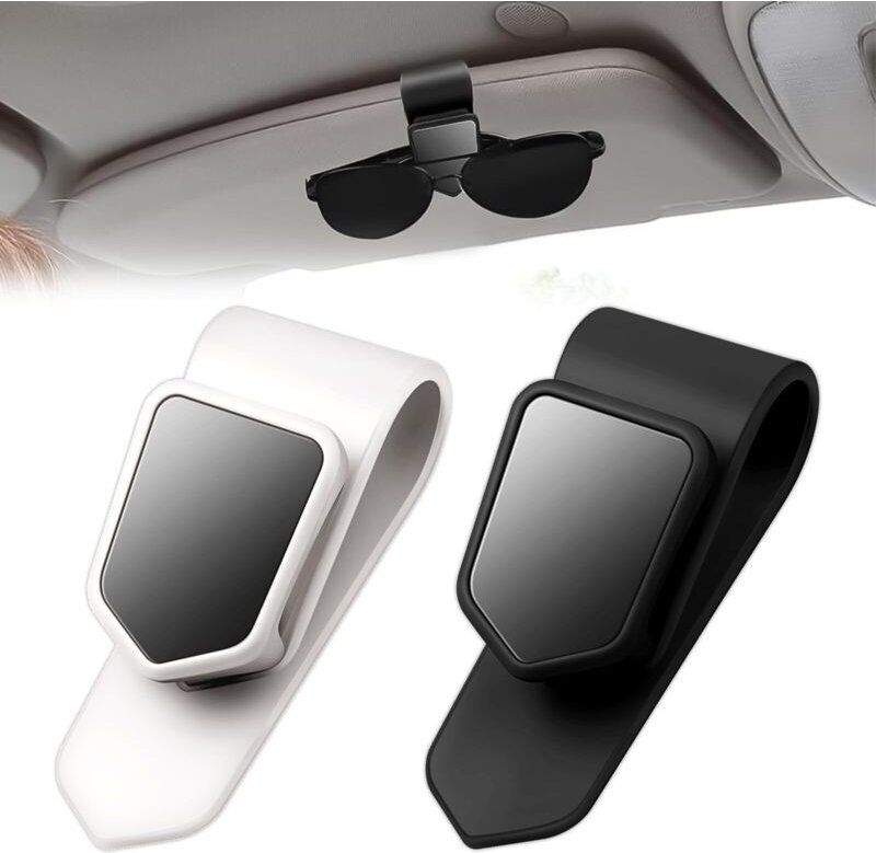 Sonnenbrillenhalter, kompatibel mit Sonnenblenden im Auto. Geeignet für Sonnenblenden und Brillen verschiedener Größen.