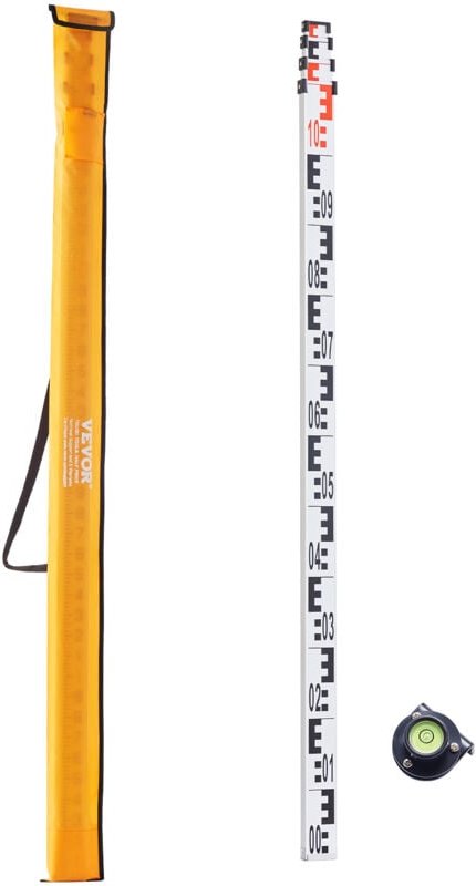 Aluminium-Messlatte, 4 m metrische Teleskop-Messlatte, doppelseitige Skala in cm/mm, Nivellierlatte, Vermessungslatte au...