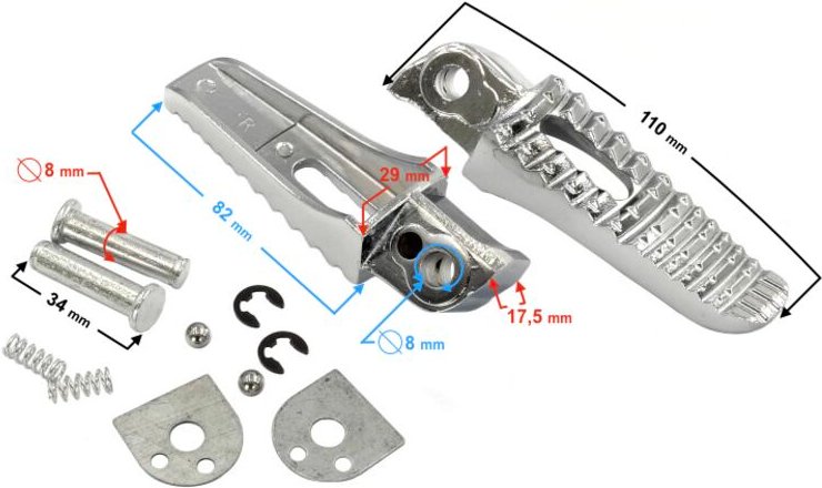 Hintere Fußrasten für B-Max-Scooter (Set)