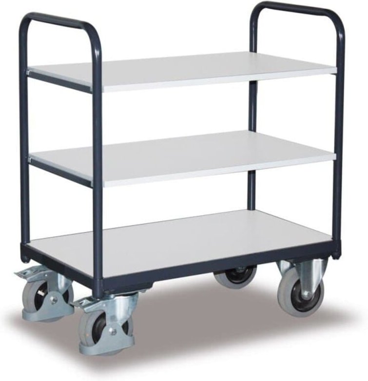 VARIOfit ESD Etagenwagen, niedrig mit 3 Ladeflächen 1000x600mm