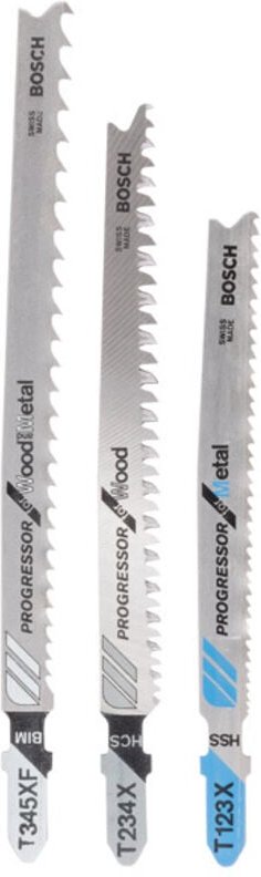 Stichsägeblatt-Set Progessor for Wood and Metal, 3-teilig, Einnockenschaft
