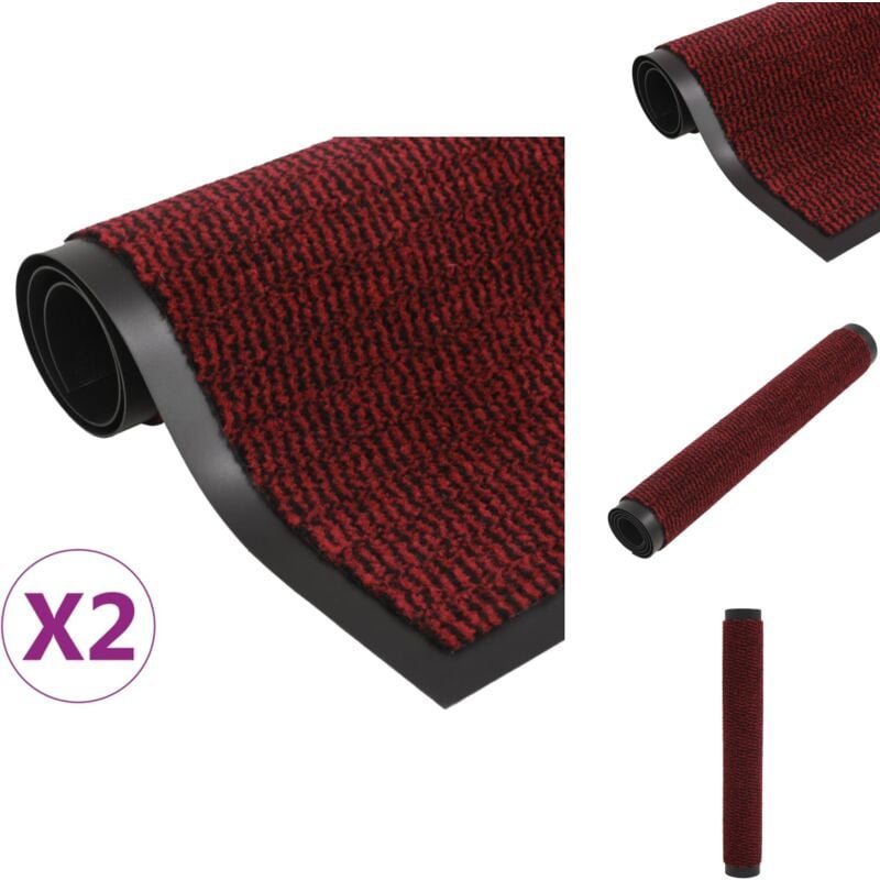 Fußmatten - Living Schmutzfangmatten 2 Stk. Rechteckig Getuftet 60x90 cm Rot - Rot