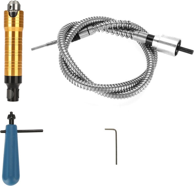 6 mm flexible Welle, kompatibel mit Bohrmaschinen und Rotationsschleifern, 0,5 bis 6,5 mm Spannfutter.