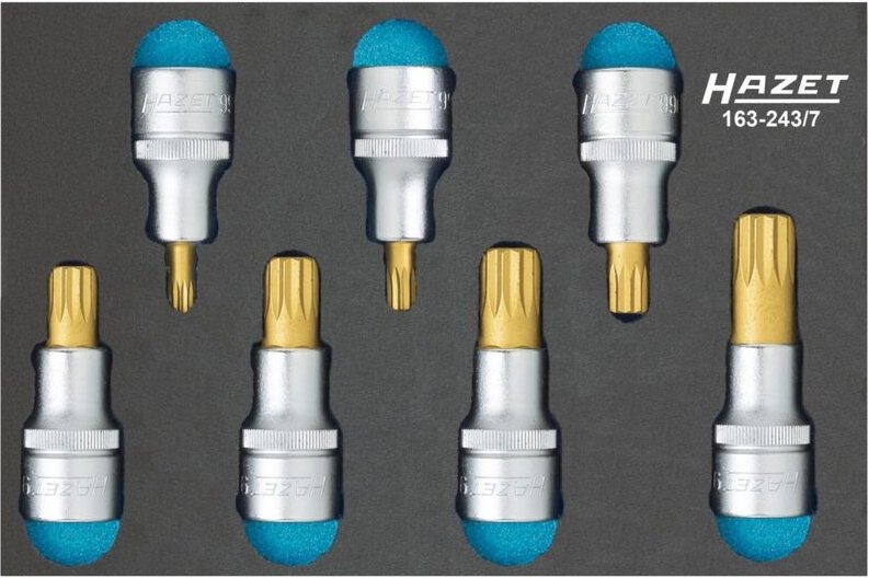 Schraubendreher-Steckschlüsseleinsatz Satz, xzn, Vierkant hohl 12,5 mm (1/2), Innen Vielzahn Profil xzn, M6 - M18, Anzah...