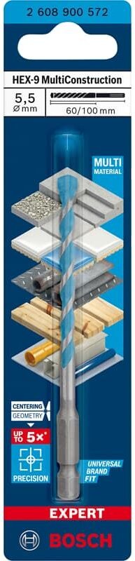 Bosch - Expert HEX-9 MultiConstruction Bohrer, Ausführung: 5,5x60x100mm , vpi 1 Stk