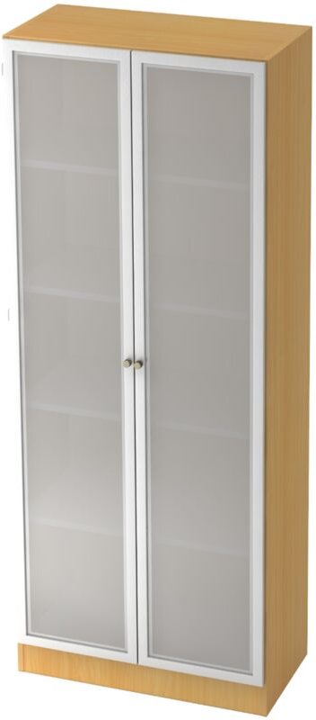 bümö office Aktenschrank - 5 Ordnerhöhen Buche/Milchglaß