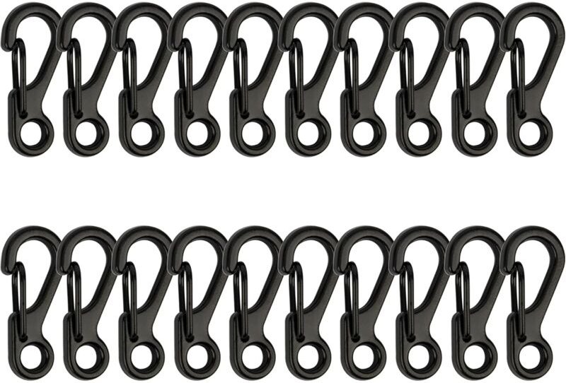 50 Stück kleine Mini-Karabinerhaken, winzige Federkarabinerhaken, Schlüsselanhänger, Mikrokarabiner für Paracord, EDC-Sc...