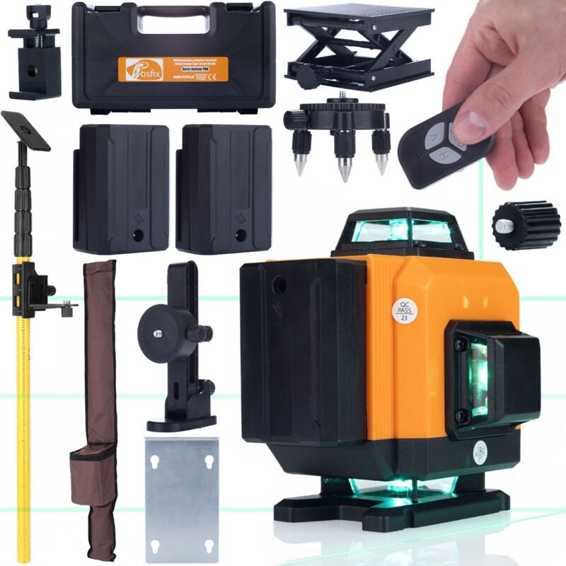 Rosfix Set Orange Tiger ROT16L – 16 Linien Kreuzlinienlaser mit 360° Projektion & Fernbedienung IP54, 25 m Reichweite, 2...