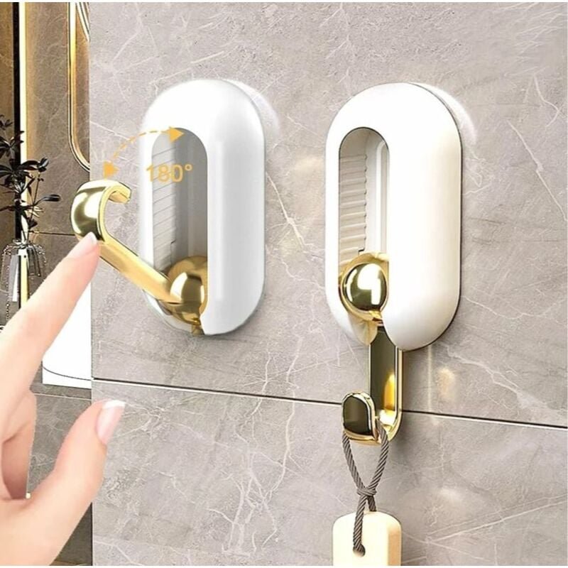 Csparkv - Stück 360° drehbare Klebehaken, Deckenhaken ohne Bohren, selbstklebender Wand-Klapphaken, selbstklebender Deck...