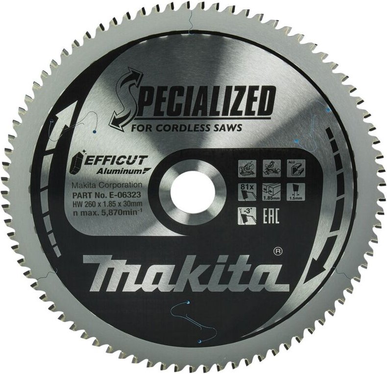 Sägeblatt efficut 260x1,5x30, 81Z Aluminium - Makita