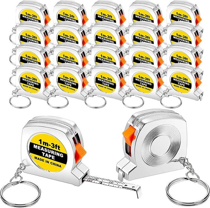 50 Stück Schlüsselanhänger-Maßbänder, funktionales kleines Taschenmaß, einziehbar, 3 Fuß