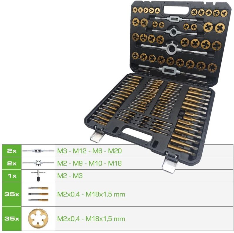 COMPETITION TiN Gewindeschneidwerkzeug-Satz, 110-tlg
