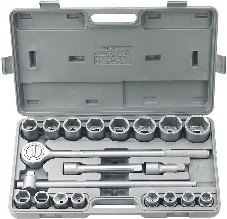 3/4' steckschlüssel satz 19-50 mm aufsteckschlüssel 20TLG nuss kasten Fervi 0181