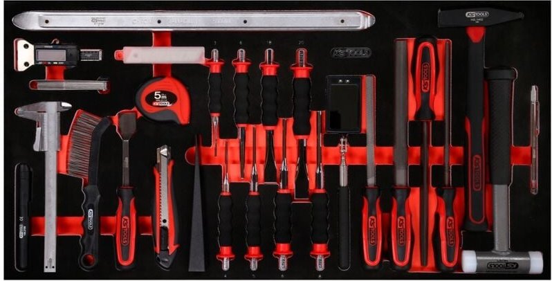 Ks Tools Hammer- / Meißel- / und Messwerkzeug-Satz in Schaumstoffeinlage, 36-tlg.