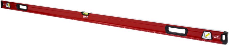 STIER Premium Wasserwaage, mit Magnet und drei Libellen, 1800 mm, 0,5 mm/m, vertikal und horizontal messen, Spiegel-Lotl...