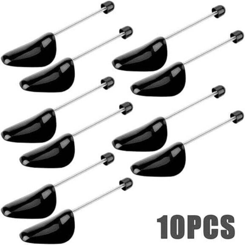 Set mit 5 Paar Schuhspannern aus Kunststoff – mit Spiralfeder, Schuhform, Herrenschuhgrößen 39 bis 47, Schwarz