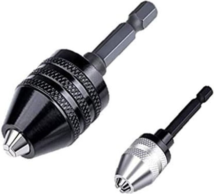 Bohrfutteradapter, 2 Stück für Schlagschrauber, Bohreradapter, schlüsselloser 1/4-Sechskantschaft (0,6–8 mm, 0,3–3,6 mm)