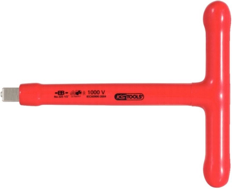 Ks Tools 1/2' T-Griff-Aufsteckschlüssel mit Schutzisolierung und Schraubenarretierung, 200mm - 117.1205