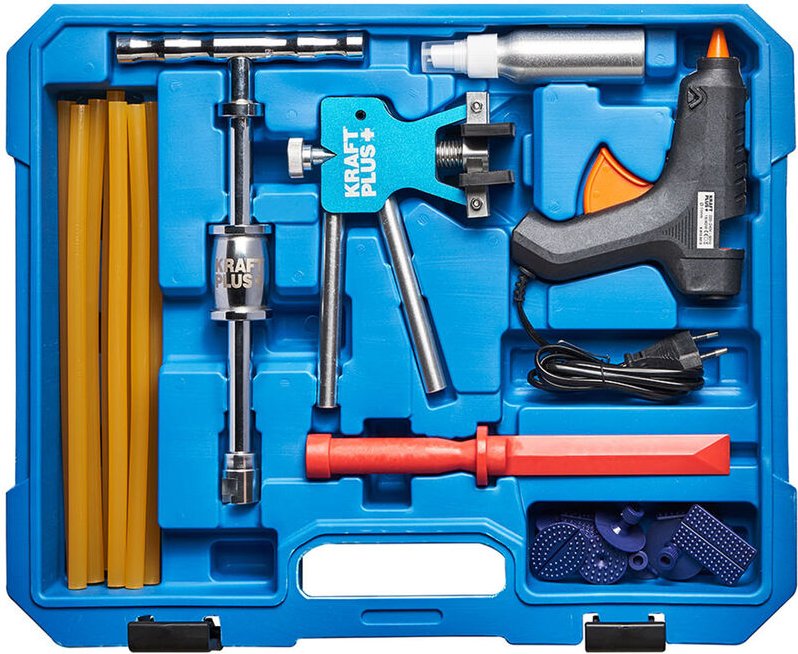 Kraftplus - K.872-5010 Profi Ausbeulwerkzeug-Satz ohne Spachtel- oder Lackeinsatz Dellenlifter Gleithammer Dellenwerkzeu...