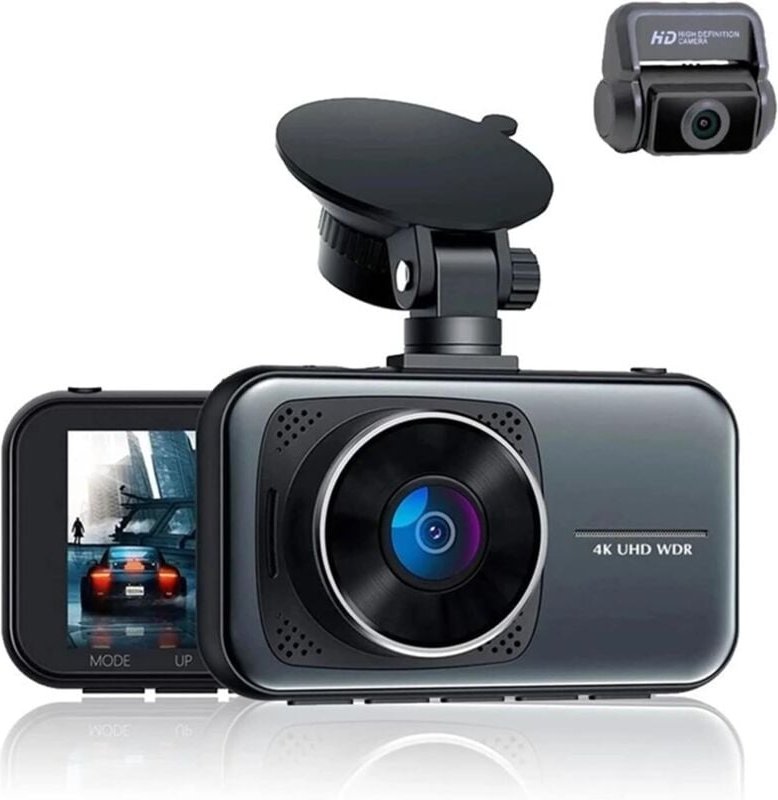 3D-Auto-Dashcam, 4K-Front- und 1080P-Heck-Dashcam für Autos, mit Nachtsicht, 170°-Weitwinkel, unterstützt max. 128 GB