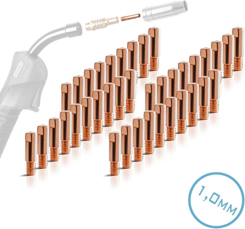 Stahlwerk - 2 x Stromdüsen AK15 MB15 Kontaktdüsen M6x25 1,0 mm mig mag