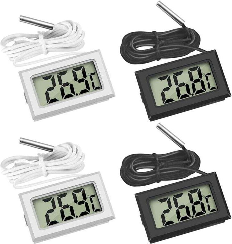4er-Pack Kühlschrankthermometer, digitales LCD-Thermometer mit wasserdichter Sonde für Kühlschrank, Gefrierschrank und A...