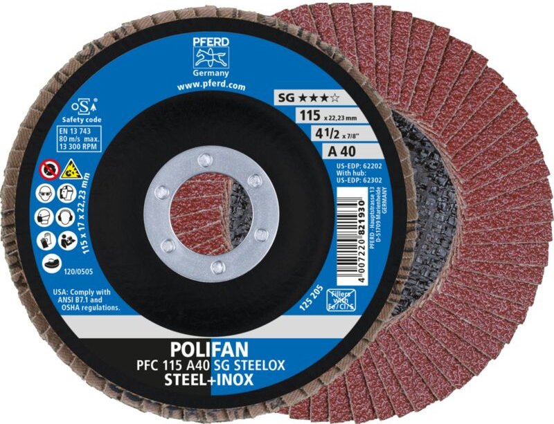 Fächerschleifscheibe a 40SG gewölbt 115mm K40 Pferd