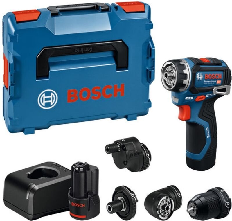 Bosch Professional Bosch Akku-Bohrschrauber GSR 12V-32 FC, incl. 2 Akku GBA 2 Ah, Ladegerät, diverse Aufsätze, L-BOXX