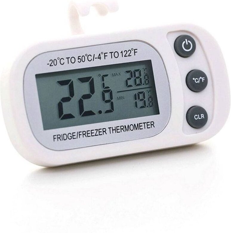 Kühlschrankthermometer, digitales Gefrierschrankthermometer, wasserdicht, Max/Min-Aufzeichnungsfunktion mit großem LCD-D...