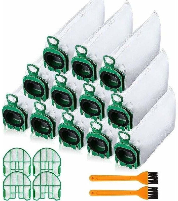12 Staubsaugerbeutel für Vorwerk Kobold VB100, FP100, Ersatz-Staubbeutel-Set, kompatibel mit 4 Motorfiltern + 2 Reinigun...
