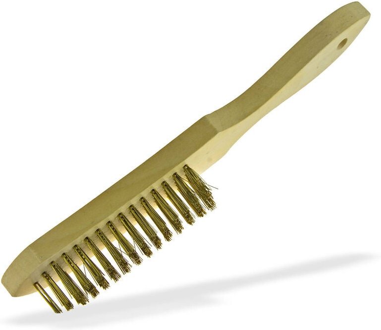Messingdrahtbürste 5-reihig Holzgriff DMDB5H
