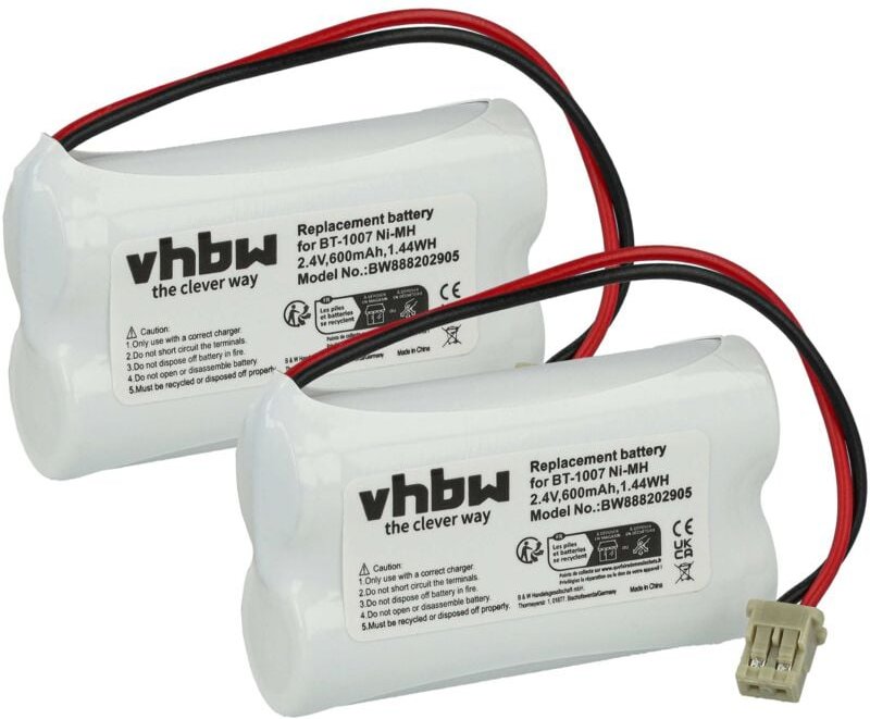 Vhbw - 2x Akku Ersatz für Memorex BP-904, BT-904 für schnurlos Festnetz Telefon (600 mAh, 2,4 v, NiMH)