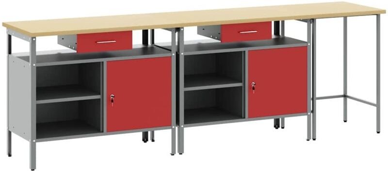 Werkbank-Set mit Regal 3 pcs Schwarz 255 x 55 x 85 cm Stahl vidaXL