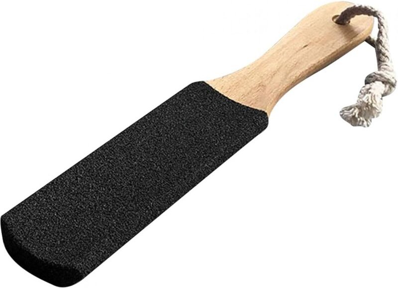 Fußfeile, Nass- und Trockenfußfeile, Holzgriff, professionelles Pediküre-Werkzeug (schwarz).