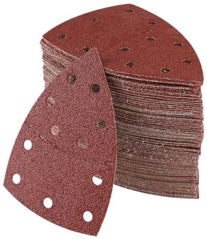 100 Stück Schleifpapier für Schleifer, 105 mm x 152 mm, Körnung P40/60/80/120/180/240/400, Schleifdreiecke für Bosch PSM...
