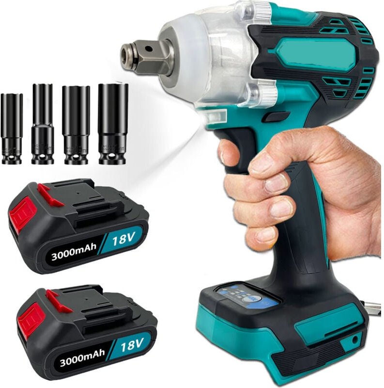 Teetok - Schlagschrauber 18v bürstenlos, 1/2 'bürstenlos drahtlos Batterie Drehmoment 450Nm Elektrowerkzeug Schlagfreque...