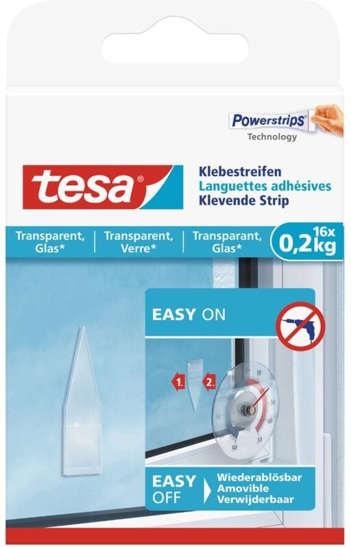 Klebestreifen Traglast 1 kg, 8 Stück Klebestreifen - Tesa